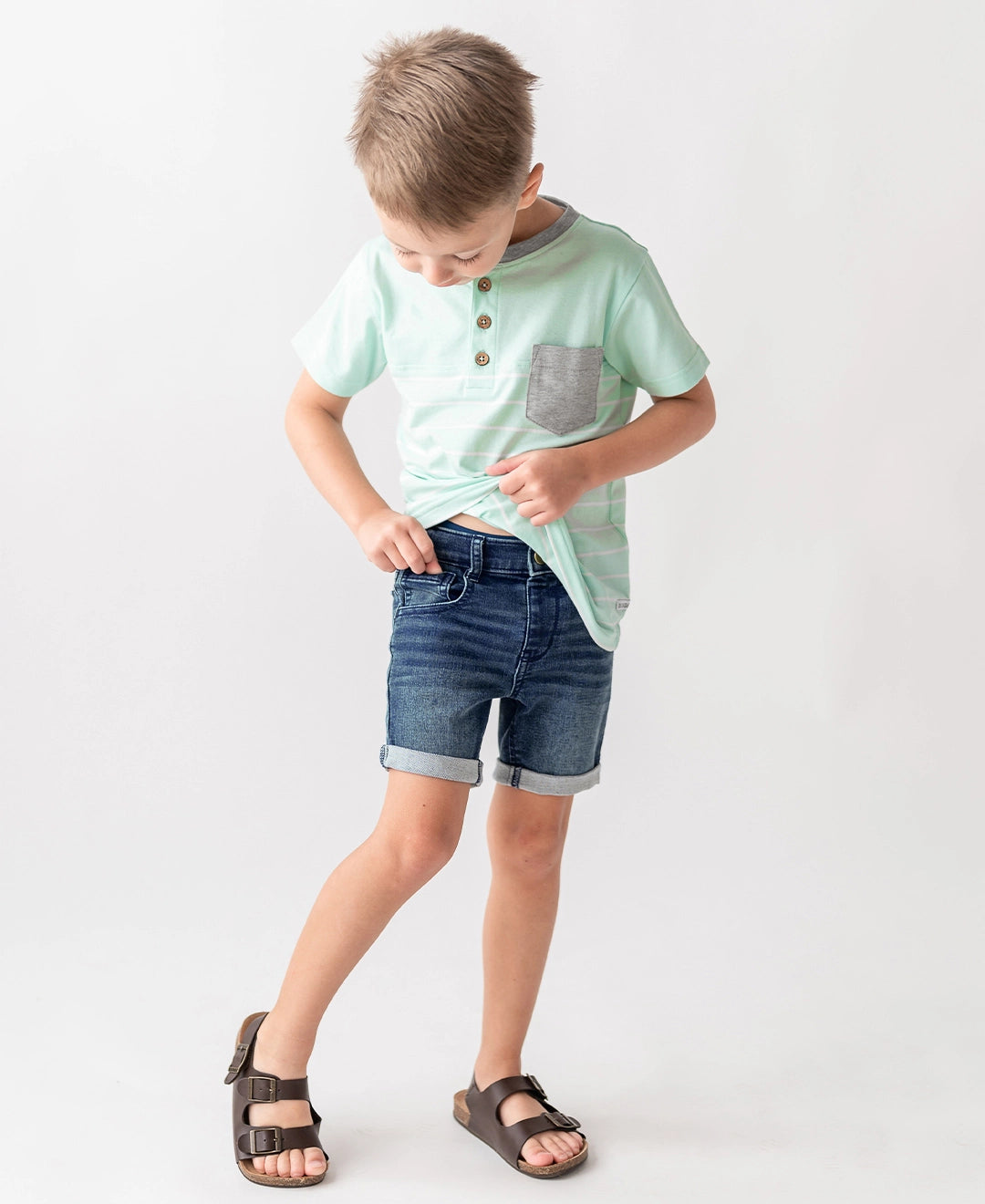 Boys Medium Wash Denim Stretch Shorts