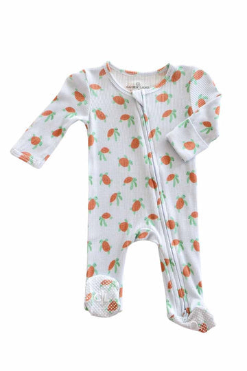 Bamboo Waffle Zipper Footie- Coastal Cruisers