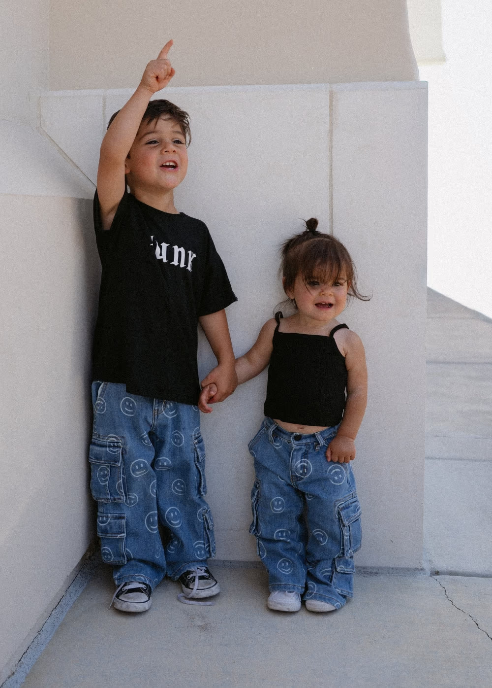 Smiley Face Baggy Jeans - Blue