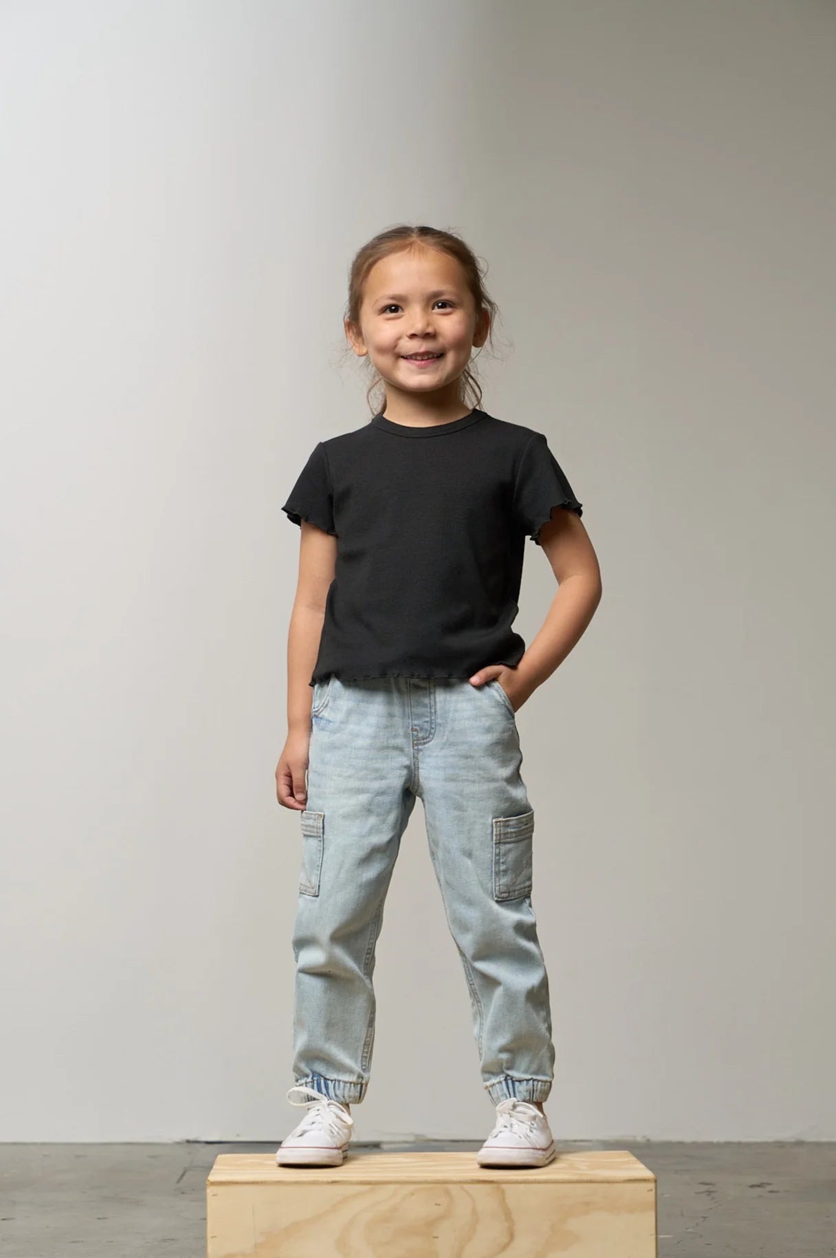 Cargo Denim Joggers - Light Wash