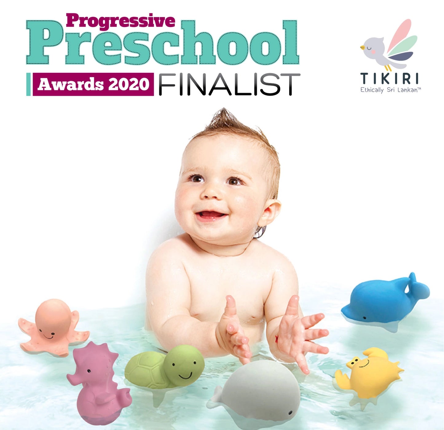 Natural Organic Rubber Teether, Rattle & Bath Toy