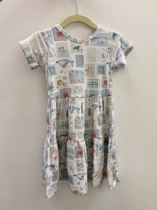 Bamboo Short Sleeve Sea Life Twirl Dress