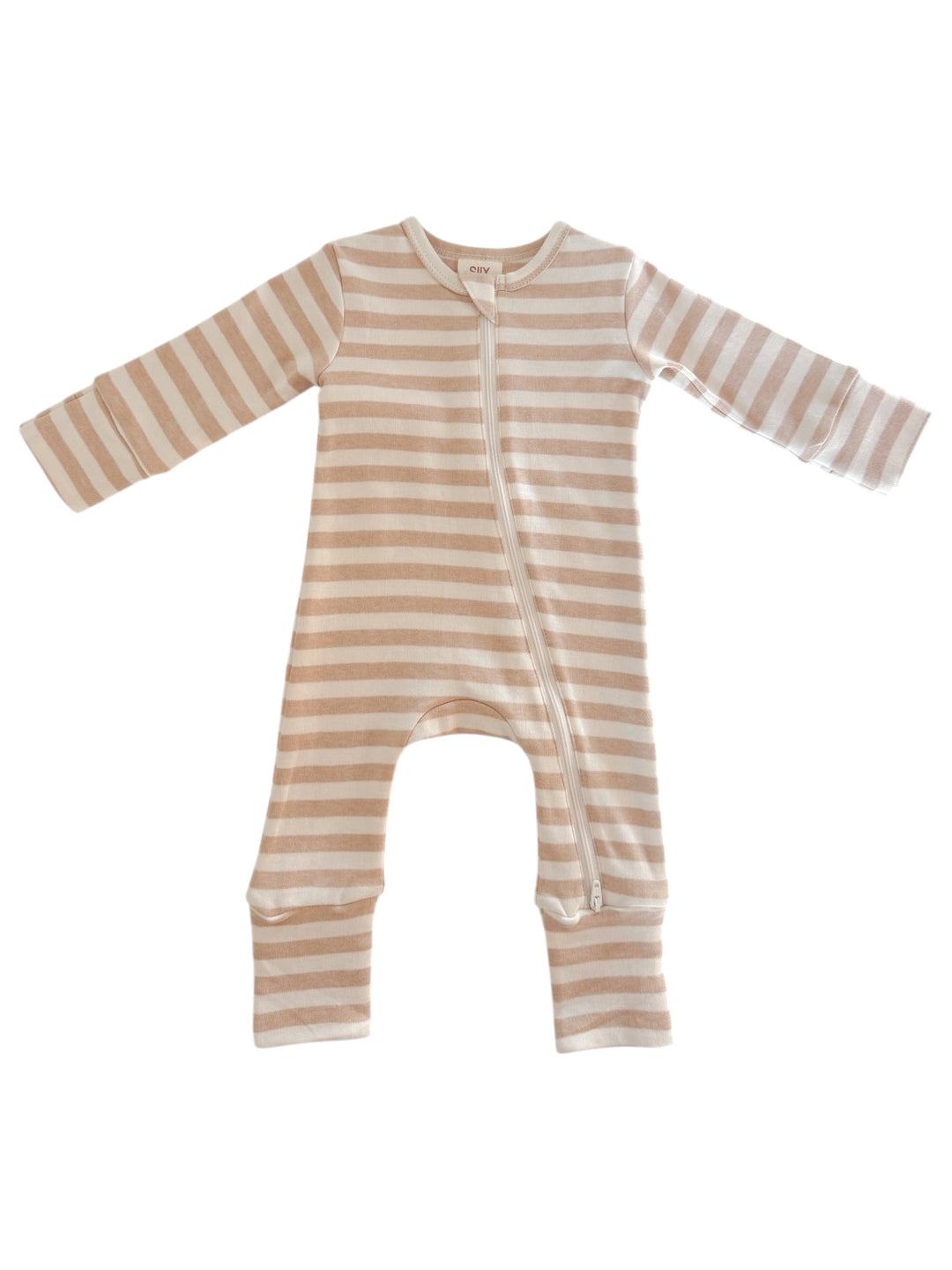 Biscuit Stripe - Organic 2-Way Zip Romper