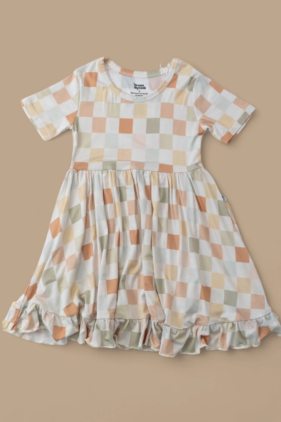 Muted Checkers Dream Ruffle Dress