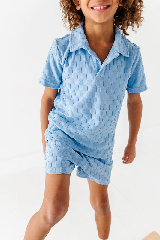 Coastal Blue Terry Check Set