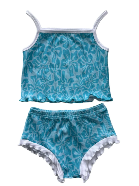 Blue Hibiscus Girls Set