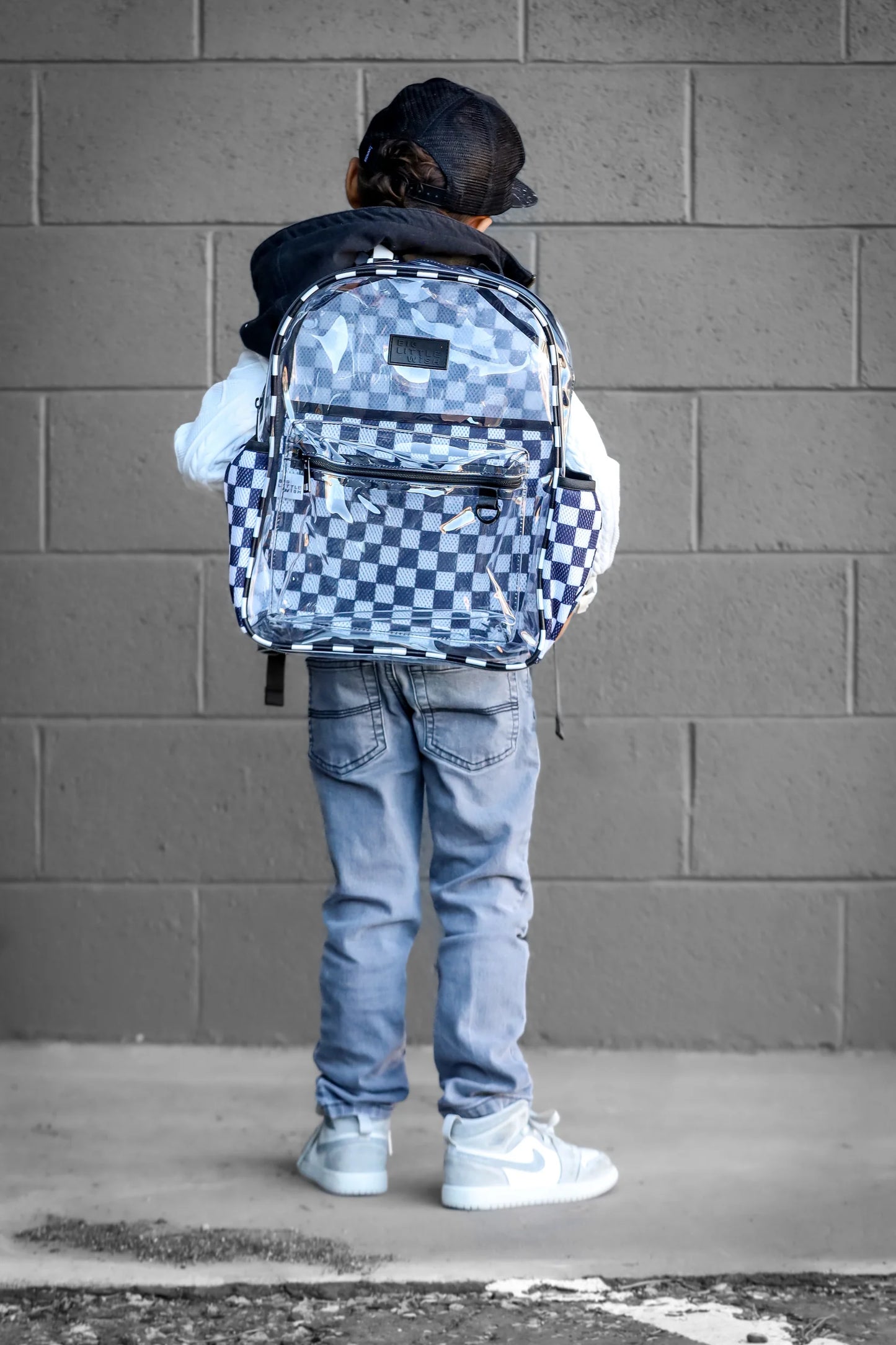 Kids Clear Checkered Backpack