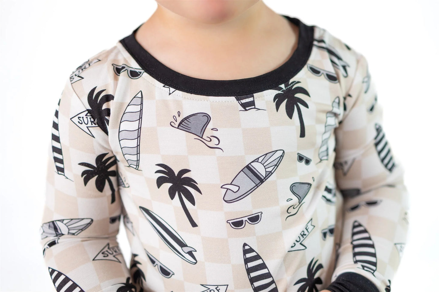 Checkered Surfboards Two Piece Bamboo Pajama Set