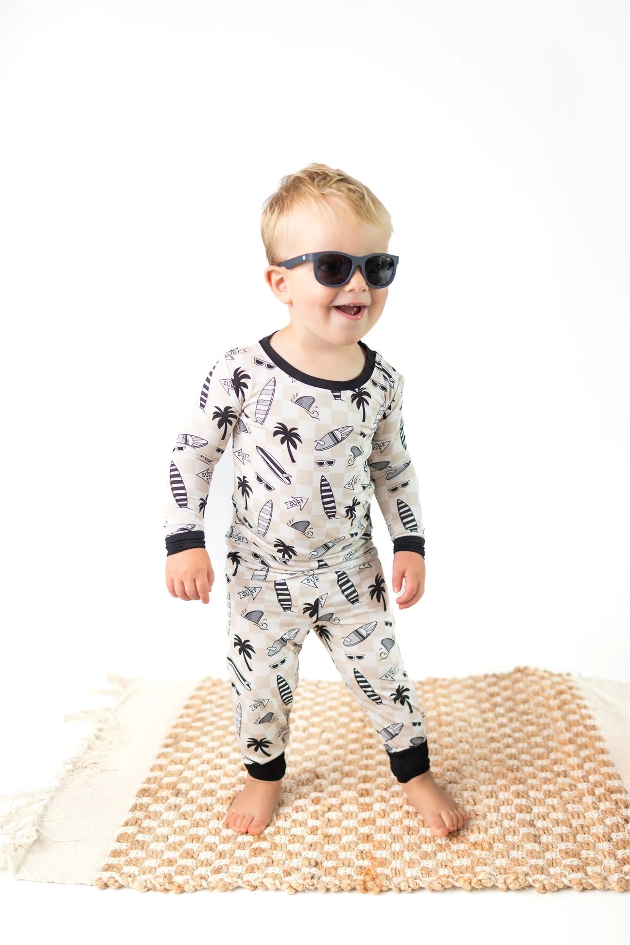 Checkered Surfboards Two Piece Bamboo Pajama Set