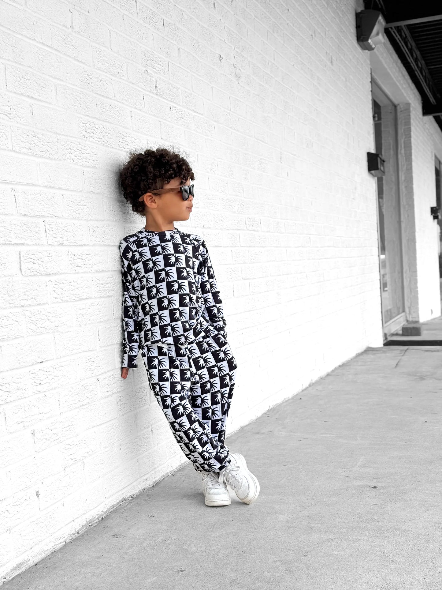 Checkered Palm Two-Piece Bamboo Set