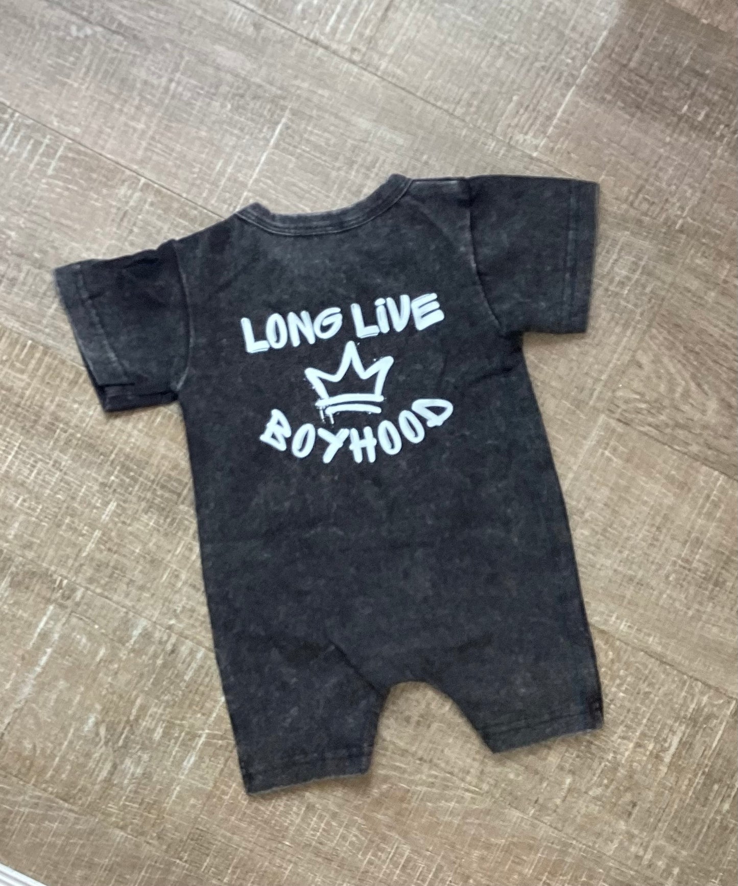 Long Live Boyhood Acid Wash Romper