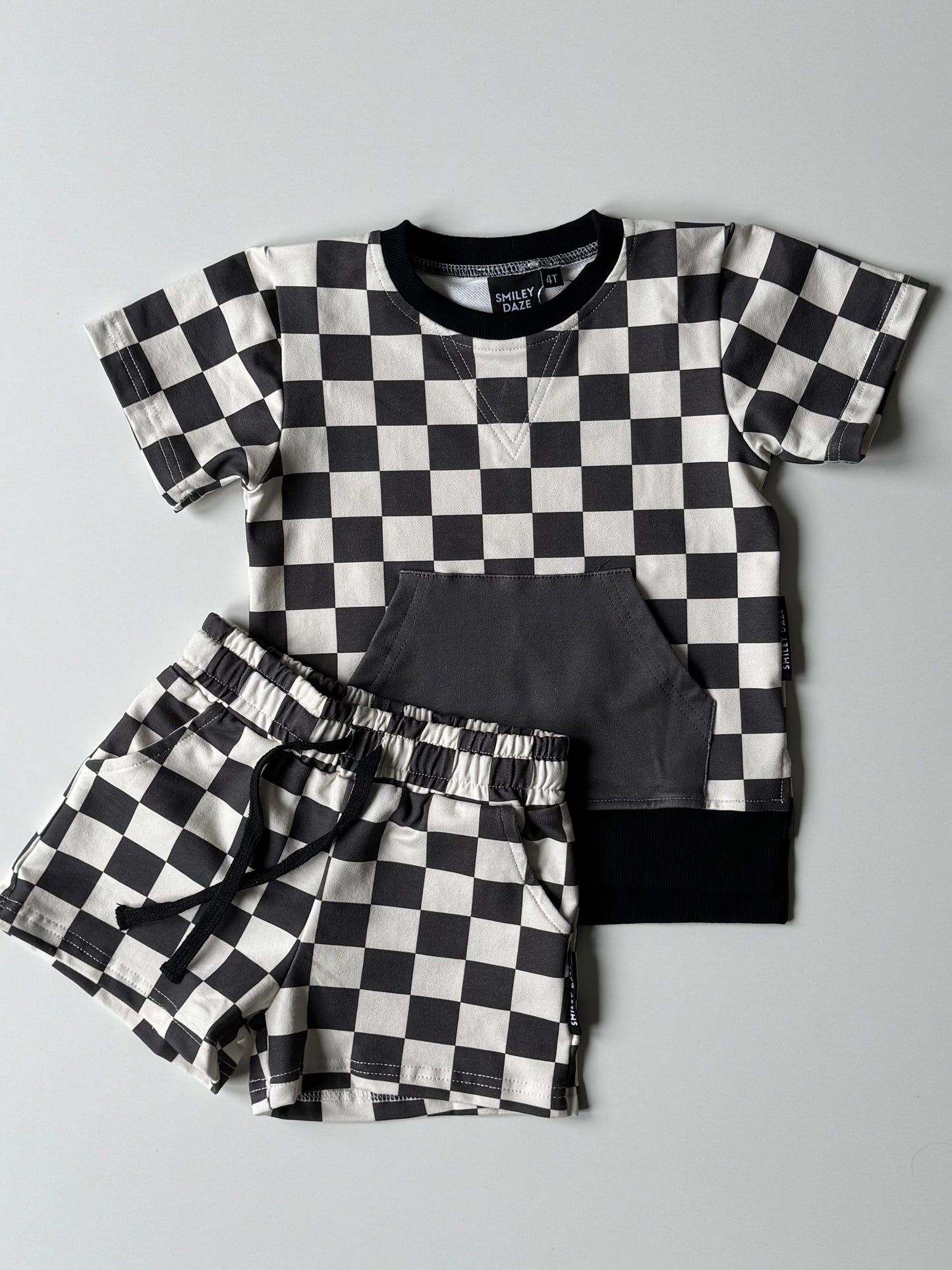 Checkered Color Block Top