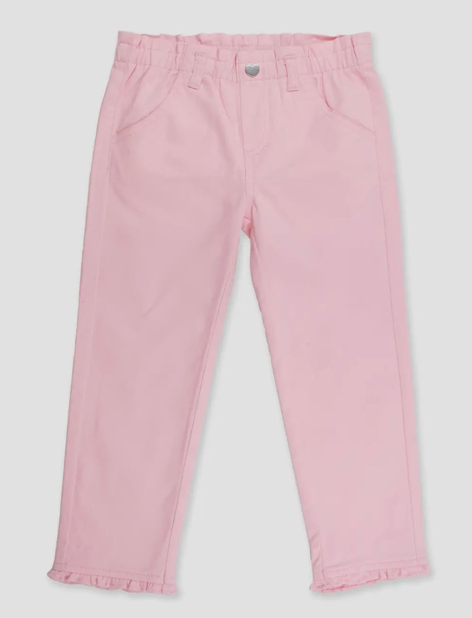 Girls Pink Ruffle Straight Jeans