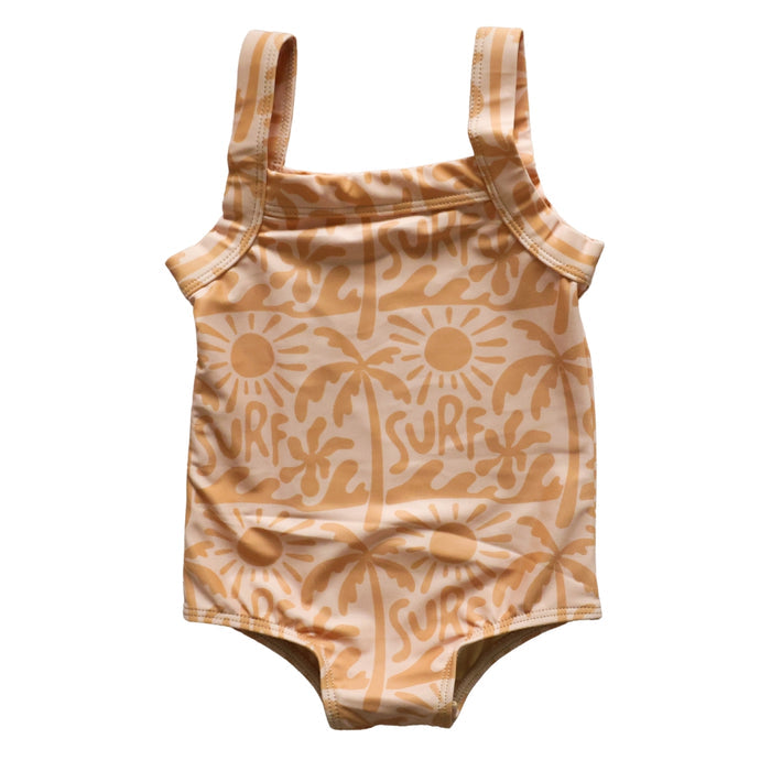 Pink & Orange Surf Little Surfer Girl Swim One Piece