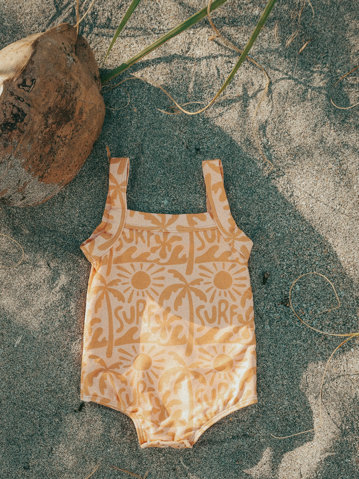 Pink & Orange Surf Little Surfer Girl Swim One Piece