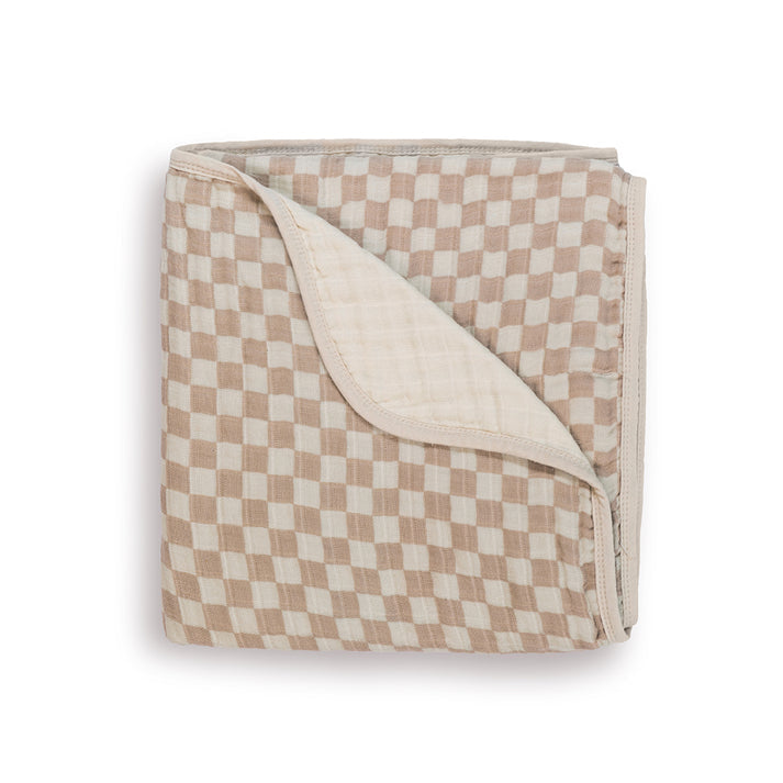 Muslin Blanket - Toast Checkerboard