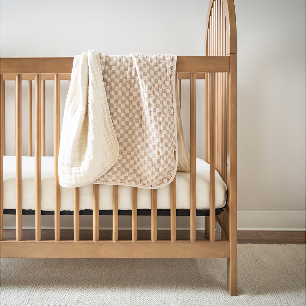 Muslin Blanket - Toast Checkerboard