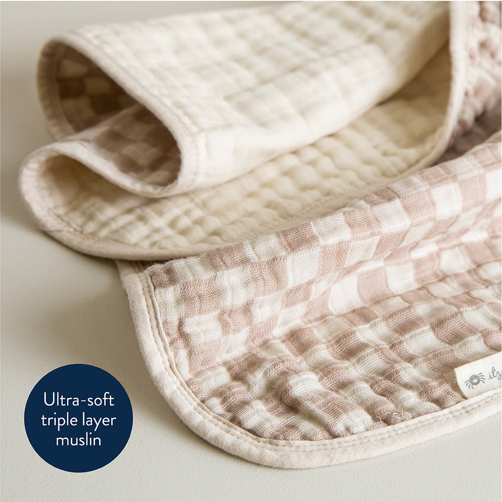 Muslin Blanket - Toast Checkerboard