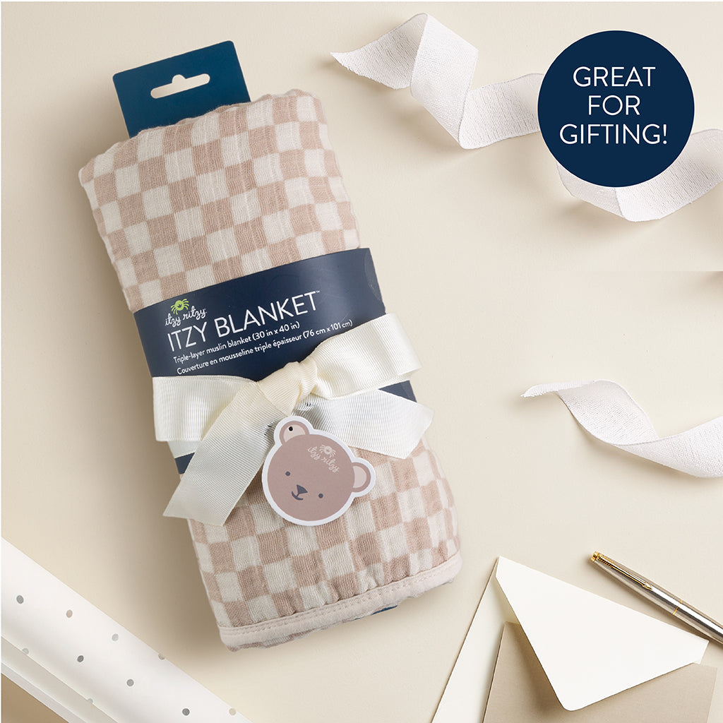 Muslin Blanket - Toast Checkerboard