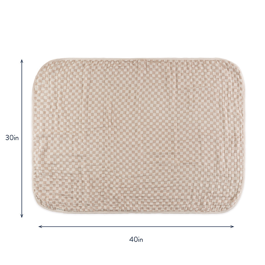 Muslin Blanket - Toast Checkerboard