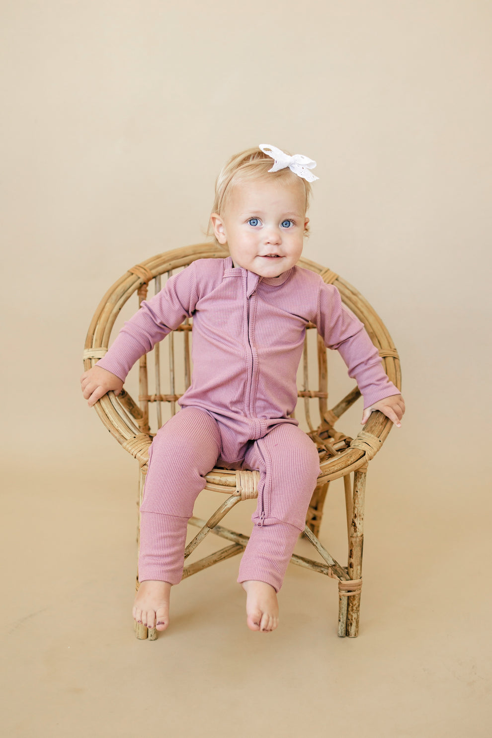 Solid Ribbed Bamboo Zippy Romper - Berry