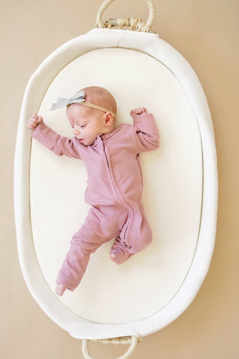 Solid Ribbed Bamboo Zippy Romper - Berry