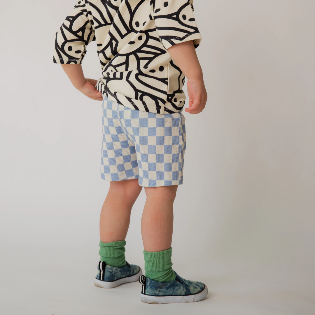 Blue Check Waffle Shorts