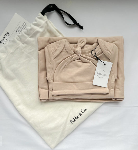 Organic Newborn Going Home Cotton Set - Natural