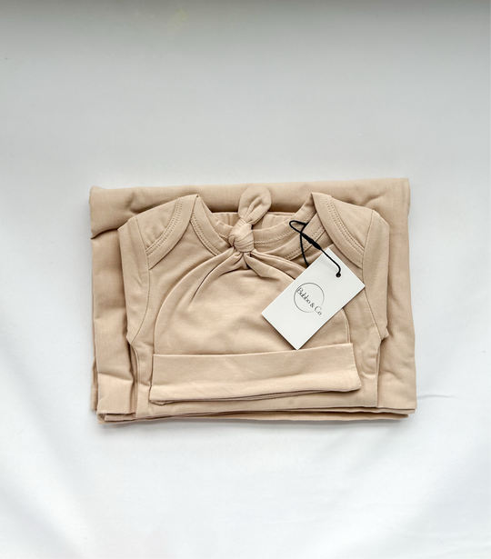 Organic Newborn Going Home Cotton Set - Natural