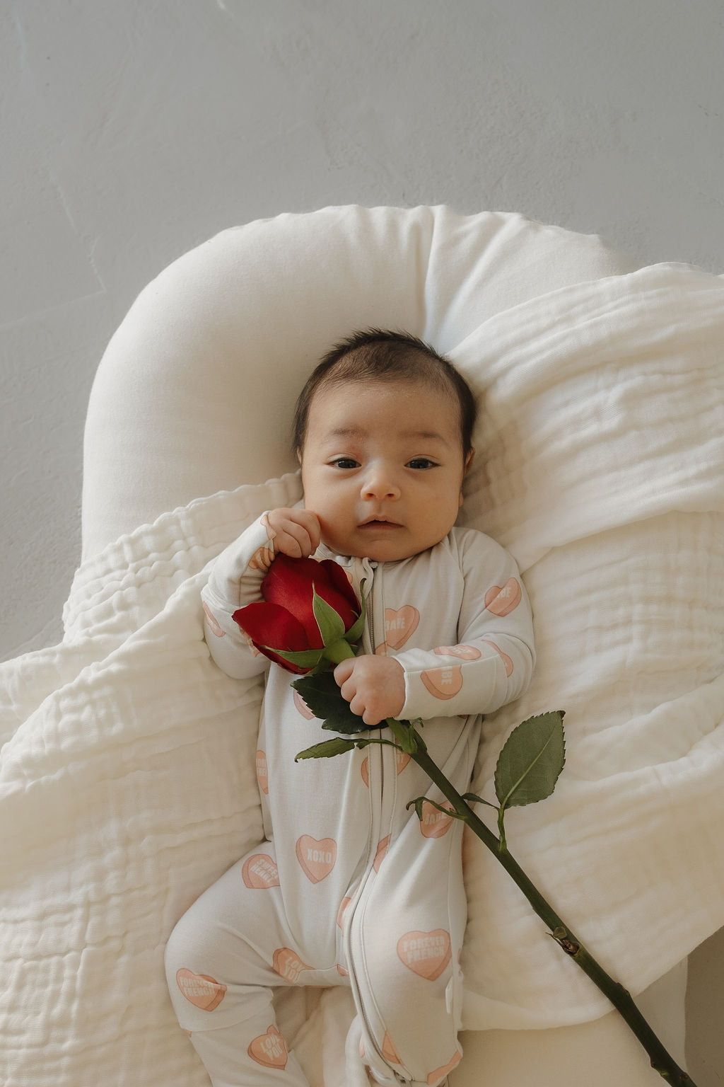 Bamboo Zip Pajamas - Love Notes - Grey