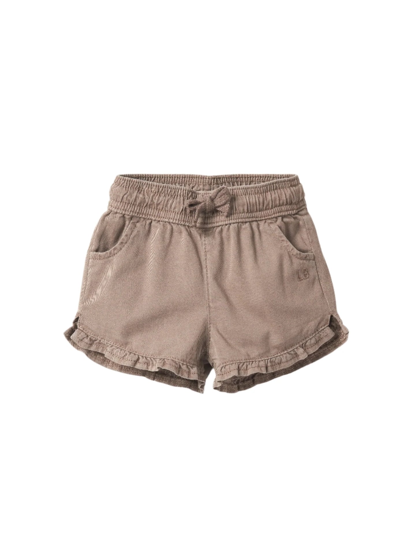 Ruffle Cotton Twill Short - Mushroom