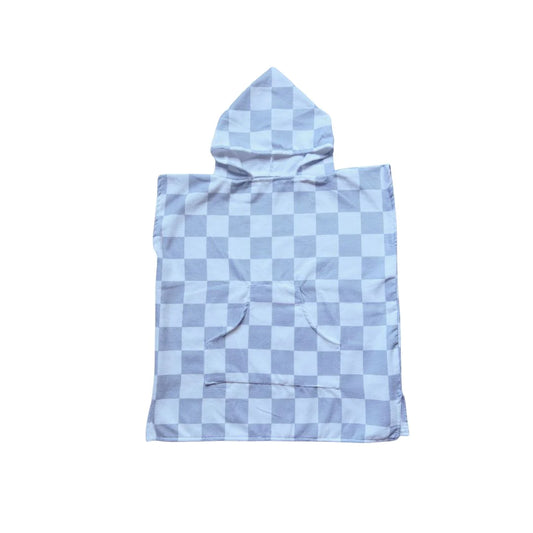 SALE - Hooded Poncho - Blue Checks
