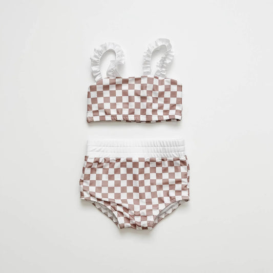SALE - Tan Checkers Bikini Set