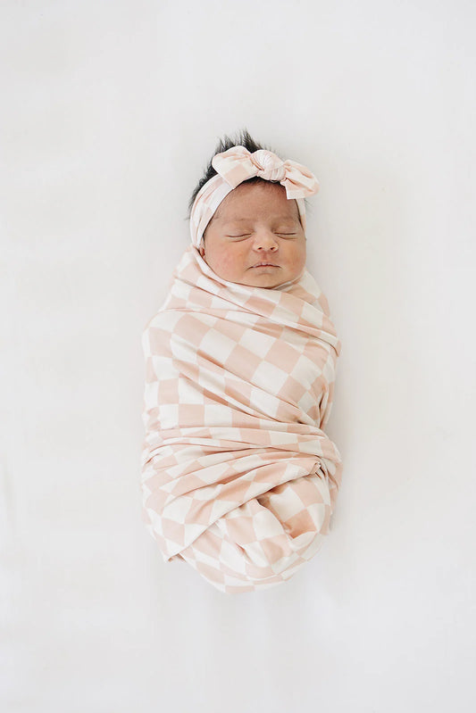 Swaddle Set - Blush Checker