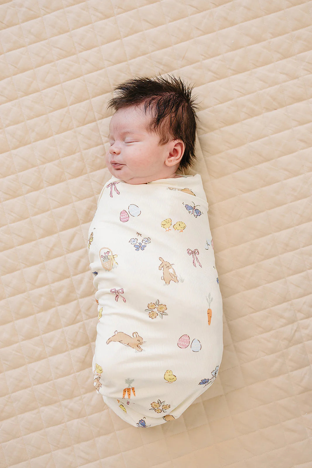 Pink Bunny Ribbed Bamboo Stretch Swaddle