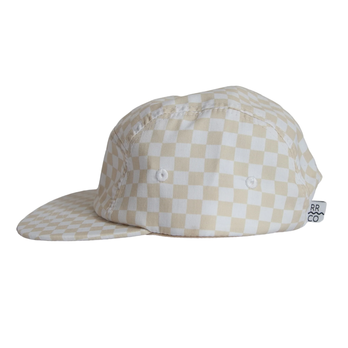 Cream Check Cotton 5-Panel Hat