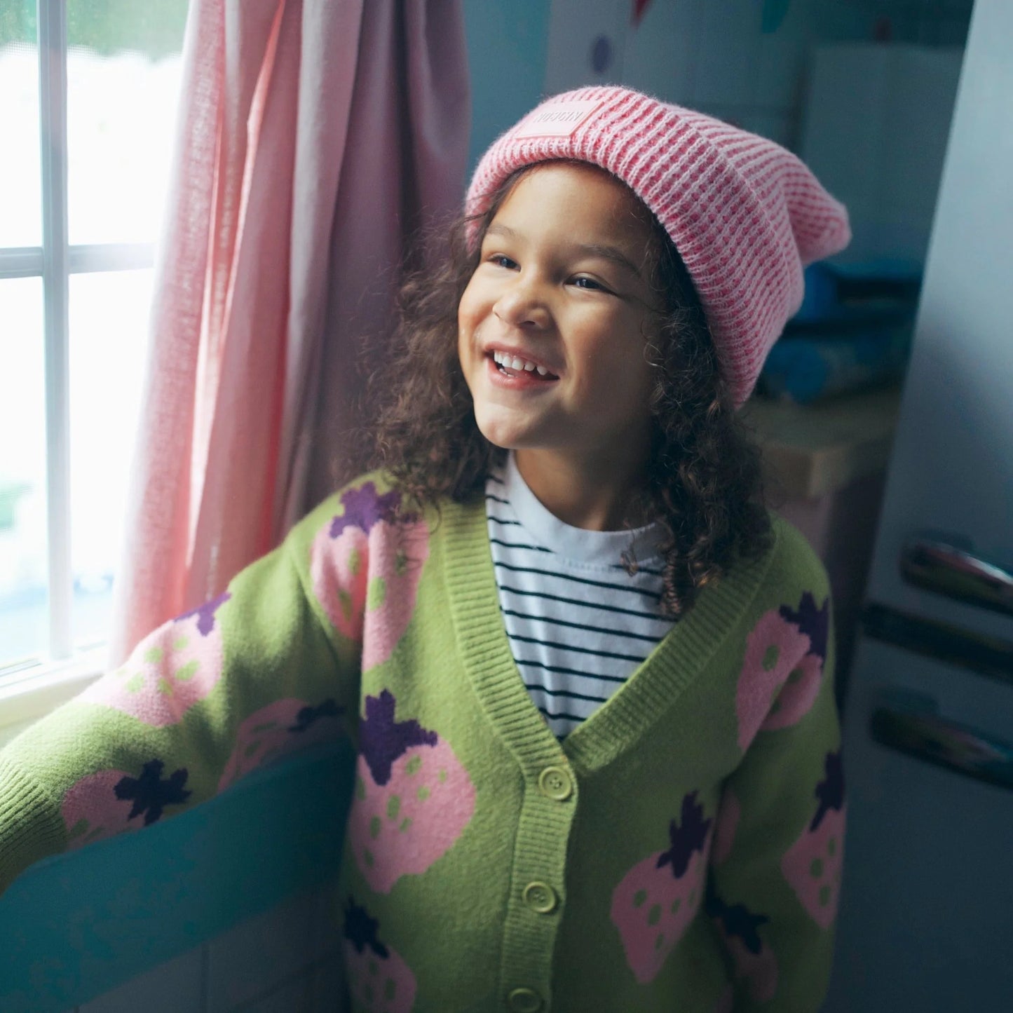 Pink WarmHug Waffle Beanie