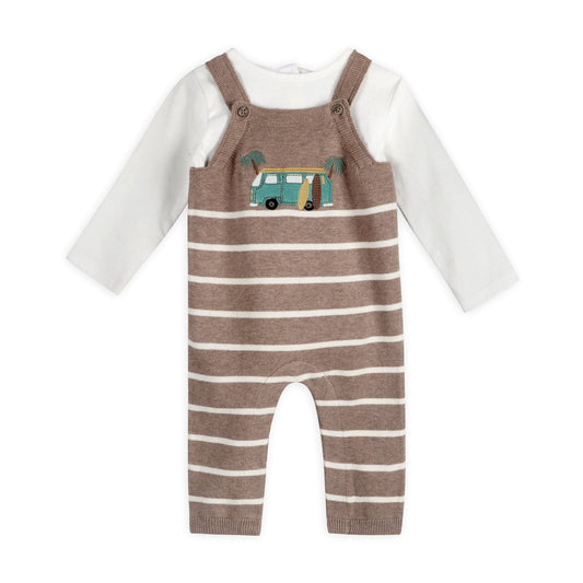 Camper Van Embroidered Baby Knit Overalls (Organic)