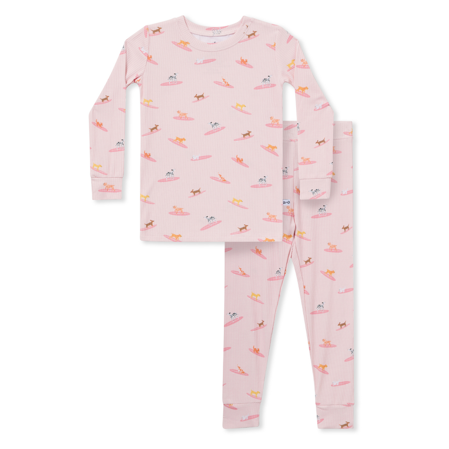 Pink Surfing Dogs Two-Piece Pajama Set