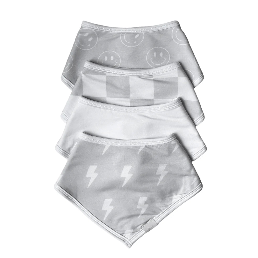 Bamboo Bandana Bibs 4 Pack - Rebel Grey