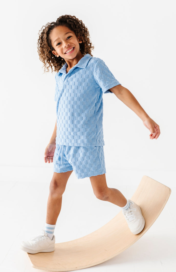 Coastal Blue Terry Check Set