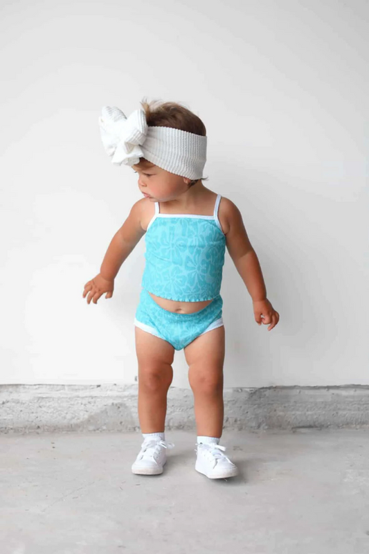 Blue Hibiscus Girls Set