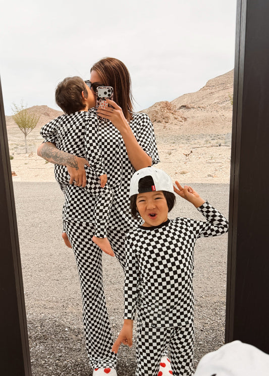 Black Classic Checkered Bamboo Jammies