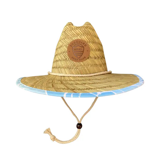 Little Straw Lifeguard Hat - Blue Monstera