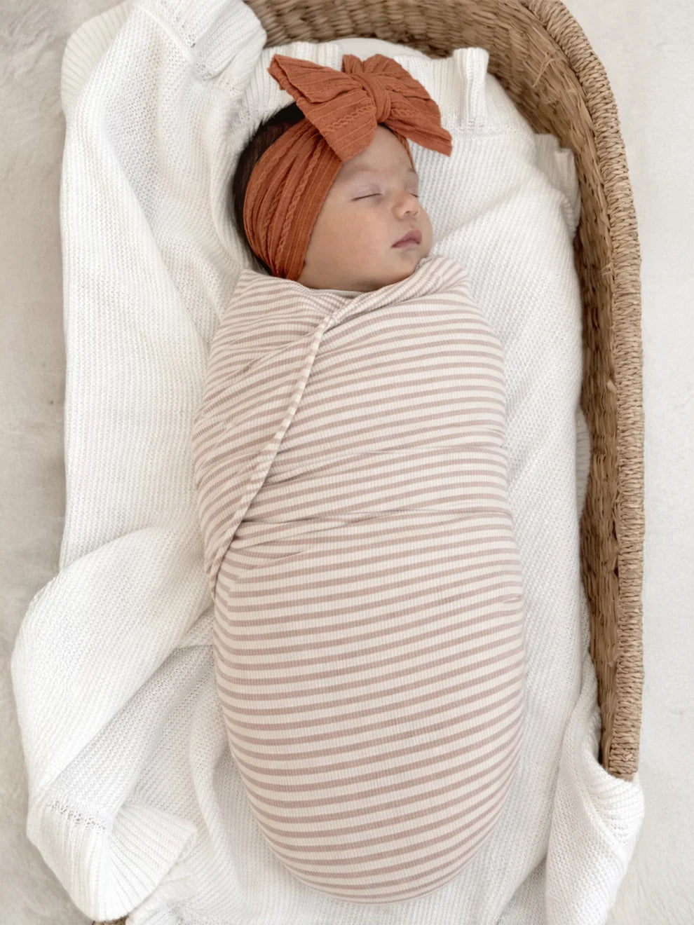 Tan Stripe Ribbed Swaddle