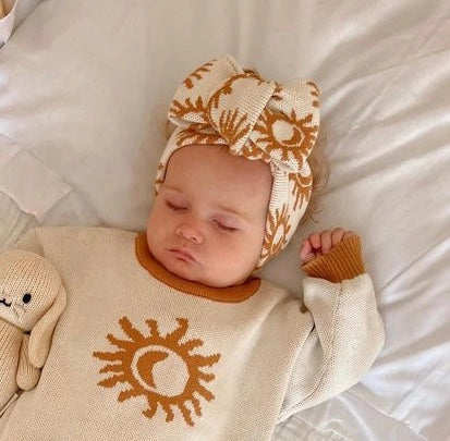 Knit Headband Bow - Golden Suns