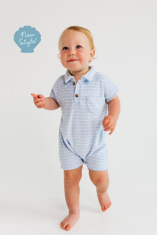 Blue Stripe Terry Cloth One-Piece