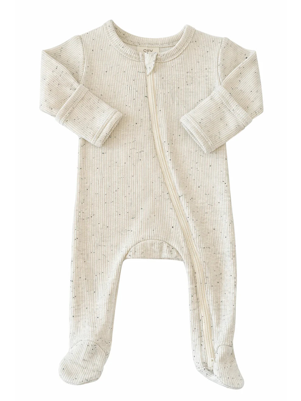 Cream Speckle Ribbed 2-Way Zip Footie