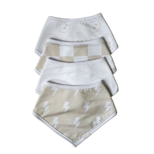 Bamboo Bandana Bibs 4 Pack - Rebel Beige