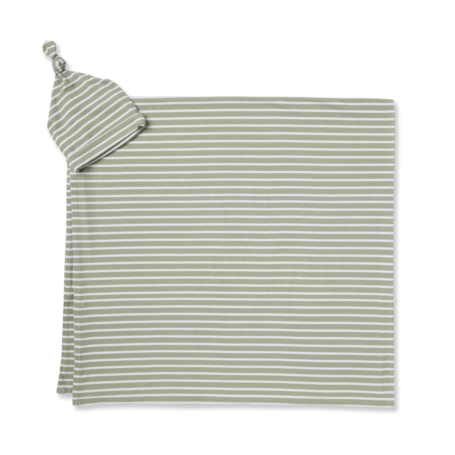 Swaddle Set - Olive Stripe Ribbed